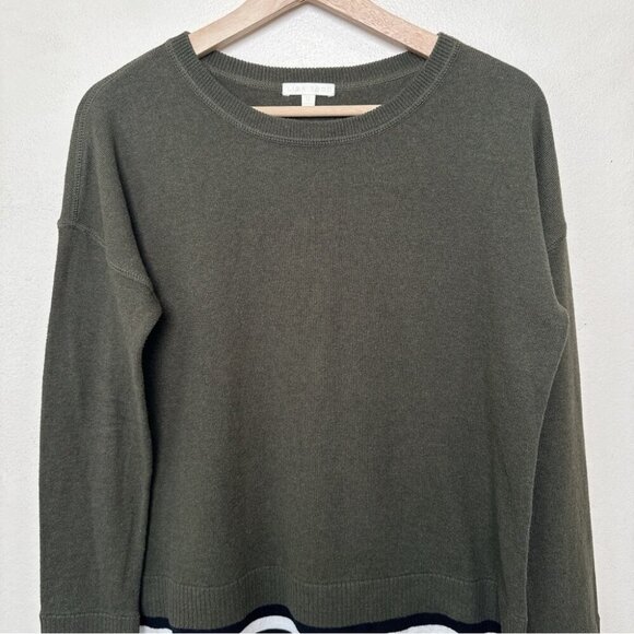 Lisa Todd Womens Small Cashmere Crew Neck Striped Dark Green Sweater - Picture 4 of 15